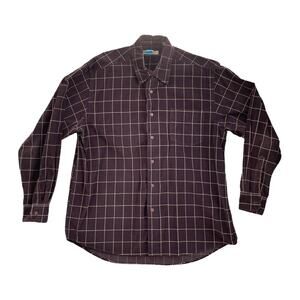 Vintage East Island Corduroy Plaid Button-Down Shirt L